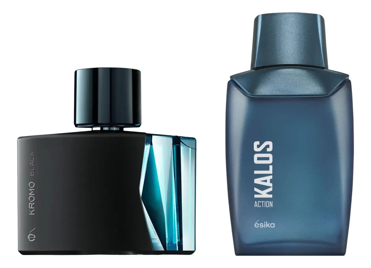 Set Esika Kromo Black + Kalos Action 2 Fragancias P/hombre