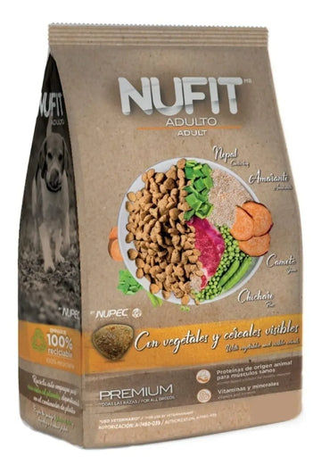 Nufit Premium Adult Dog Food for all sizes, mixed flavor, 8 kg