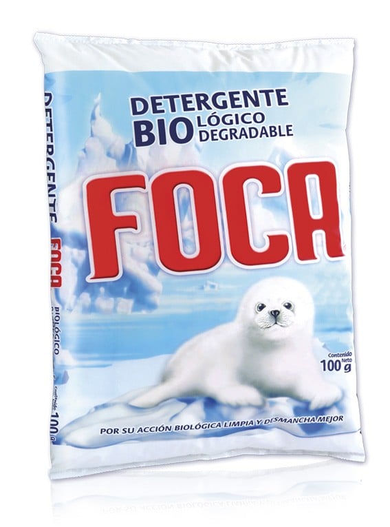 Foca detergente en polvo / Caja con 100 bolsas de 100 g