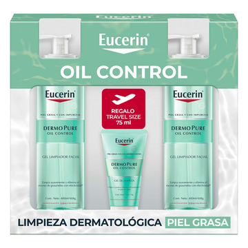 Gel Eucerin Dermo Pure Oil Control 2 Piezas De 400ml + 1 De 75ml Día/noche Tipo De Piel Grasa